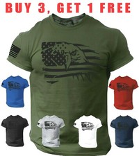 USA Flag T Shirt Eagle Patriotic American Army Style Tee Shirt S-3XL picture