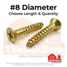 #8 Phillips Flat Head Wood Screws Brass (Choose Length & Qty) picture