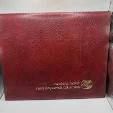 Vintage 1977 Readers Digest First Day Cover Collection Stamp Album COA Burgundy picture