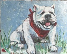 Sophie Dare Colorful Acrylic Painting on Canvas Georgia Bulldog signed 16x20 picture