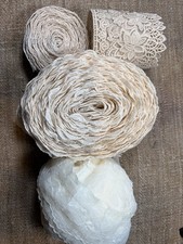 Cream White Lace Trim Lot 32 Yards Cotton Lace 3D Tulle Ruffle Sewing Craft picture