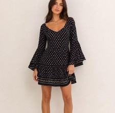 Faithful The Brand Anthropologie Fresa Tunic Dress Floral Bell Sleeve Size 10 picture