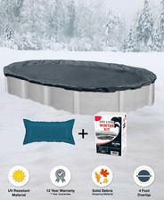 15'x30' Oval Above Ground Winter Pool Cover + 4x8 Air Pillow + Winterizing Kit ~ picture