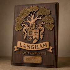Personalized Rectangular Family Reunion Plaque | Custom Wood Crest & History Sig picture