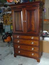 Ethan Allen Newport Armoire Cabinet. 4 drawers.Top unit shelves removable for TV picture