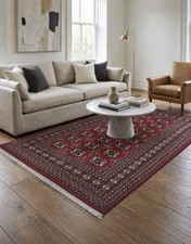 Bokhara Rug 4x7 Red Wool Tribal Hand-Knotted Oriental Turkmen Carpet picture