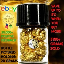 1.000+ GRAMS ALASKAN YUKON BC NATURAL PURE GOLD NUGGETS #6 MESH W BOTTLE (#B600) picture