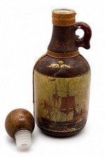 Fausto Corduri Florence Italy Leather Wrapped Ship Decanter Bottle Vintage picture