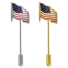 PinMart's Patriotic American Flag Lapel Stick Pin - Gold or Silver picture