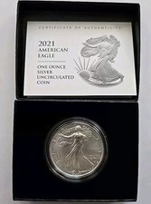 2021 W Uncirculated Silver American Eagle (21EGN) + Box & COA (Box E) picture