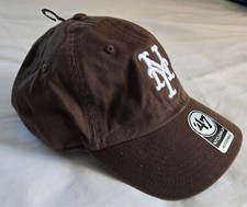 47 Brand NY New York Mets Clean Up Adjustable Brown Baseball Strapback Hat picture