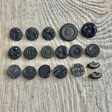 Antique Victorian Black Glass Buttons Mixed Sampler Lot picture