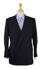 Richard Anderson London Bespoke Black Double Breasted Wool Blazer Jacket 40L picture