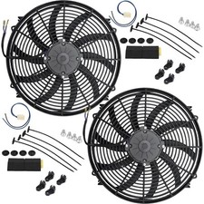 DUAL 16-17 INCH ELECTRIC AUTO ENGINE RADIATOR COOLING FANS HUGE 180W 12V MOTORS picture