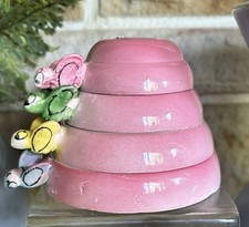 SET 4~VINTAGE Victor Goldman PINK Bee Hive Ceramic MEASURING Cups XLNT Kitsch picture