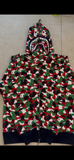 A Bathing Ape BAPE Shark Full Zip Camo Hoodie Fleece Cotton Men's XL picture