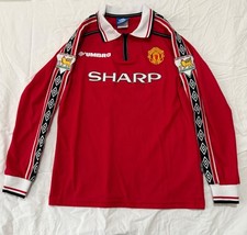 Vintage 1998-2000 Manchester Utd Long Sleeve BECKHAM #7 L - Read Decr/Flaw picture
