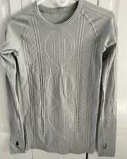 Lululemon Rest Less Pullover LS Top Heathered Gray Silver Spoon Womens 4 EUC picture
