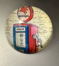 Vintage Pegasus Mobil Oil Gas Pump Glass Paperweight 3D Effect Petroliana picture