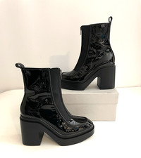 Robert Clergerie Nesha Platform Boots Patent Leather Black US 9.5  40 New $745 picture