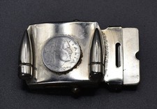 Vintage 1941 WWII Italian Coin and Bullets on Belt Buckle - Trench Art picture