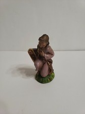 Vintage Nativity Figure Joseph 3 1/2” Kneeling Paper Mache plaster Italy picture
