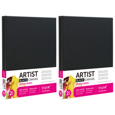 2 Packs Studio Stretched Canvas 100% Cotton Acid-Free Black 11 x 14 picture