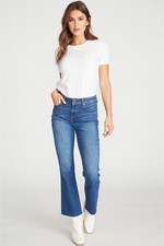 Vigoss Women's Marley Mid Rise Crop Bootcut Med Blue Jeans Raw Hem  7/28,  11/30 picture