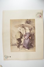 Japanese Couple Traditional Dress Parasol Kusakabe Kimbei c1890s VTG Photo picture