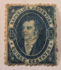 Argentina (Rivadavias) Scott #13 ($450) - A6 15c blue - MH - VF - 1864-1867 picture