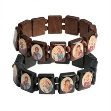 Orthodox Christian Icon Wooden Prayer Bracelet -Brown or Black -NEW picture