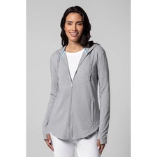 Coolibar Womens Lumaleo Zip-Up Hoodie Size S Gray UPF 50+ Sun Protection 10436 picture