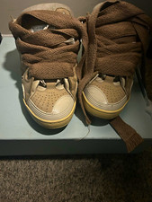 Lanvin Paris Men's Brown Low Top Lace-Up Athletic Sneakers Solid Pattern picture