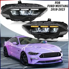 Black Pair LED Headlights Fit For Ford Mustang 2018-2023 Front Lamps Assembly picture