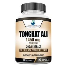 Tongkat Al Extract 200:1, Longjack, 1450mg Per Serving - 120 Veg Capsules picture