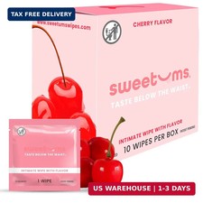 Sweetums Feminine Wipes for Women, Cherry, pH Balanced - Pack of 10 picture