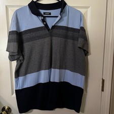 Alfani Men’s Short Sleeve Colorblock Blue and Gray Polo Size XL picture