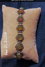 Vintage Art Deco dragons breath Bezel Link Bracelet Box Clasp Silver 7 in picture