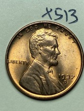 1937-D LINCOLN WHEAT CENT, Uncirculated coin #X513 picture