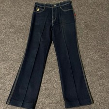Vintage Braxton High Waisted Flare Jeans Indigo Contrast Stitch Lion Crest 28 picture