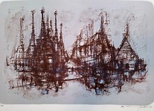 MAX GUNTHER Original 1963 PENCIL-SIGNED LITHOGRAPH Barcelona Spires GAUDI 22/25 picture