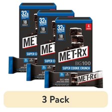 3Pack MET-Rx Big 100 High Protein Meal Replacement Bars Super Cookie Crunch 4 Ct picture
