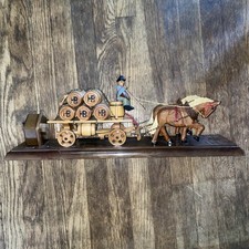 Vintage German Hand-Carved Wooden Hofbräuhaus (HB) Musical Beer Wagon Display picture