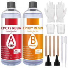 Epoxy Resin Kit Crystal Clear 1:1 Self Leveling No Bubble for Crafts Tables 32oz picture