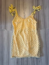 NWT Francesca's Blue Rain Yellow Lace Sleeveless Mini Dress picture