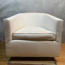 RH Restoration Hardware Reginald Swivel Chair Cream Velvet Brass Made USA picture
