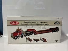 1:50 TWH COLLECTIBLES PETERBILT 379 & ROGERS LOWBOY TRAILER MISSING MIRRORS picture