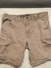 Ariat Rebar Men's Relaxed Cargo Shorts Brown Cotton Canvas Button Pockets picture