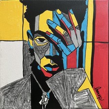Original Art Painting Basquiat Contemporary 12x12 Home Decor LMNOP Expressionist picture