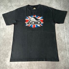 RARE Vintage Adio Footwear Skateboard T-Shirt Mens Large Black Union Jack Logo picture